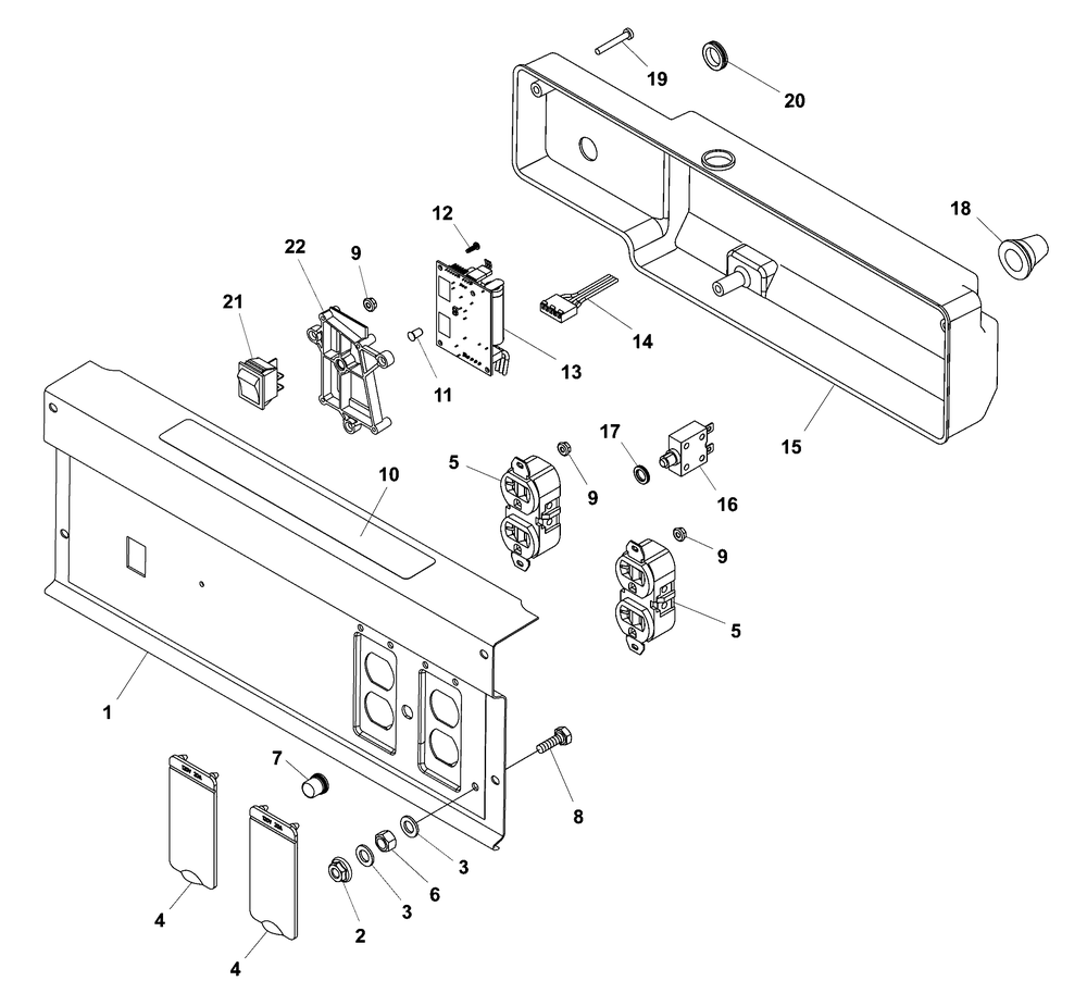 Control Panel Diagram and Parts List for 030754-01  Briggs and Stratton Generator